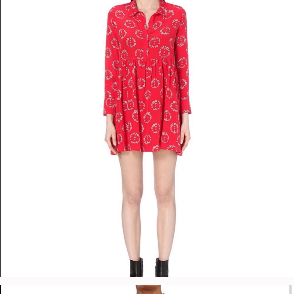 Sandro Red Printed Mini Dress